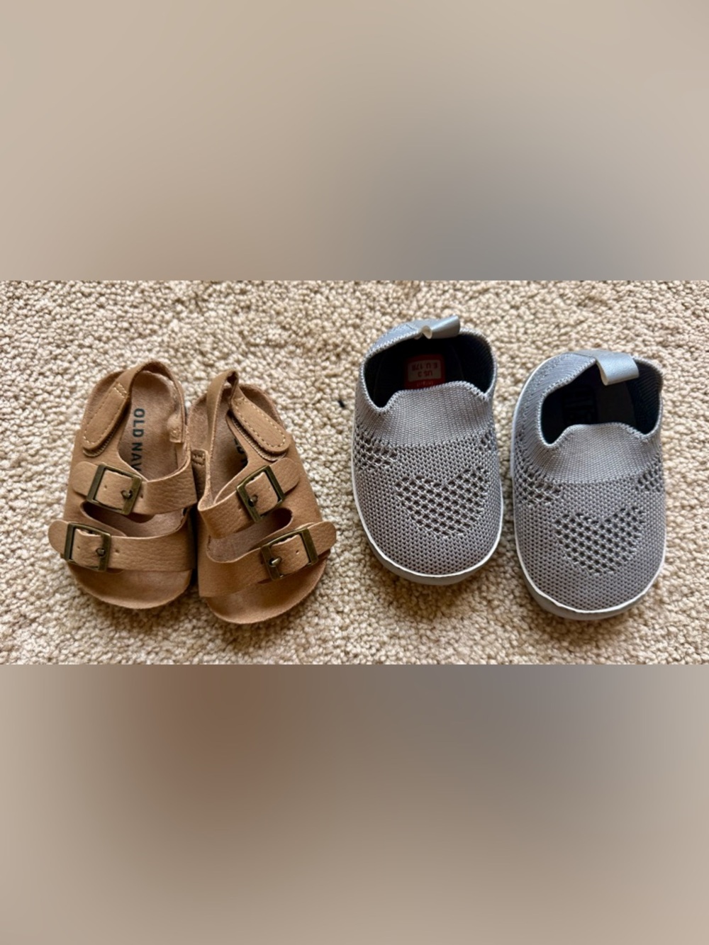 Old Navy Tan Double-Buckle Sandal snd gray swim shoe infant (3)